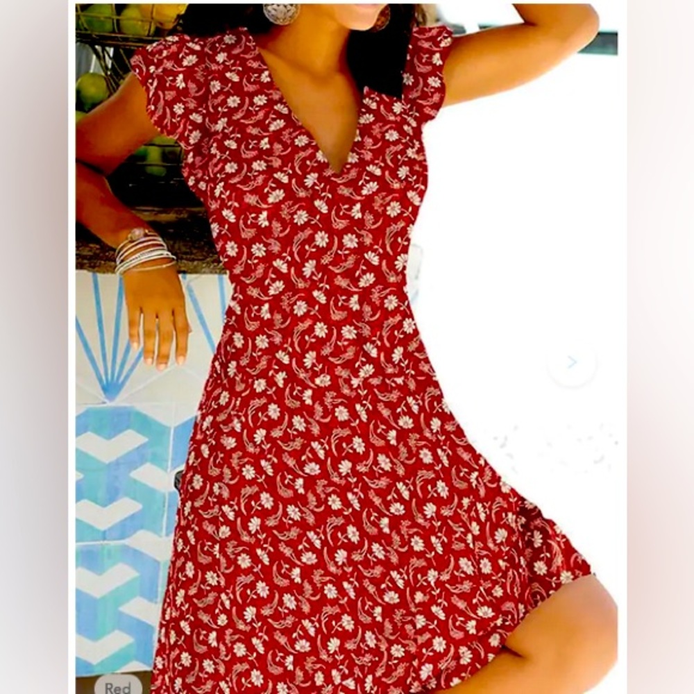 A Line Summer V Neck Dress